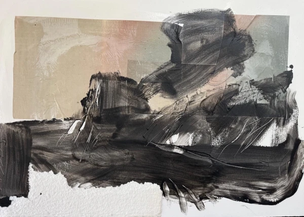 nez-au-vent-bruno-moinard-collage-colle-blanche-et-encre-de-chine-sur-papier-torchon-75x107cm
