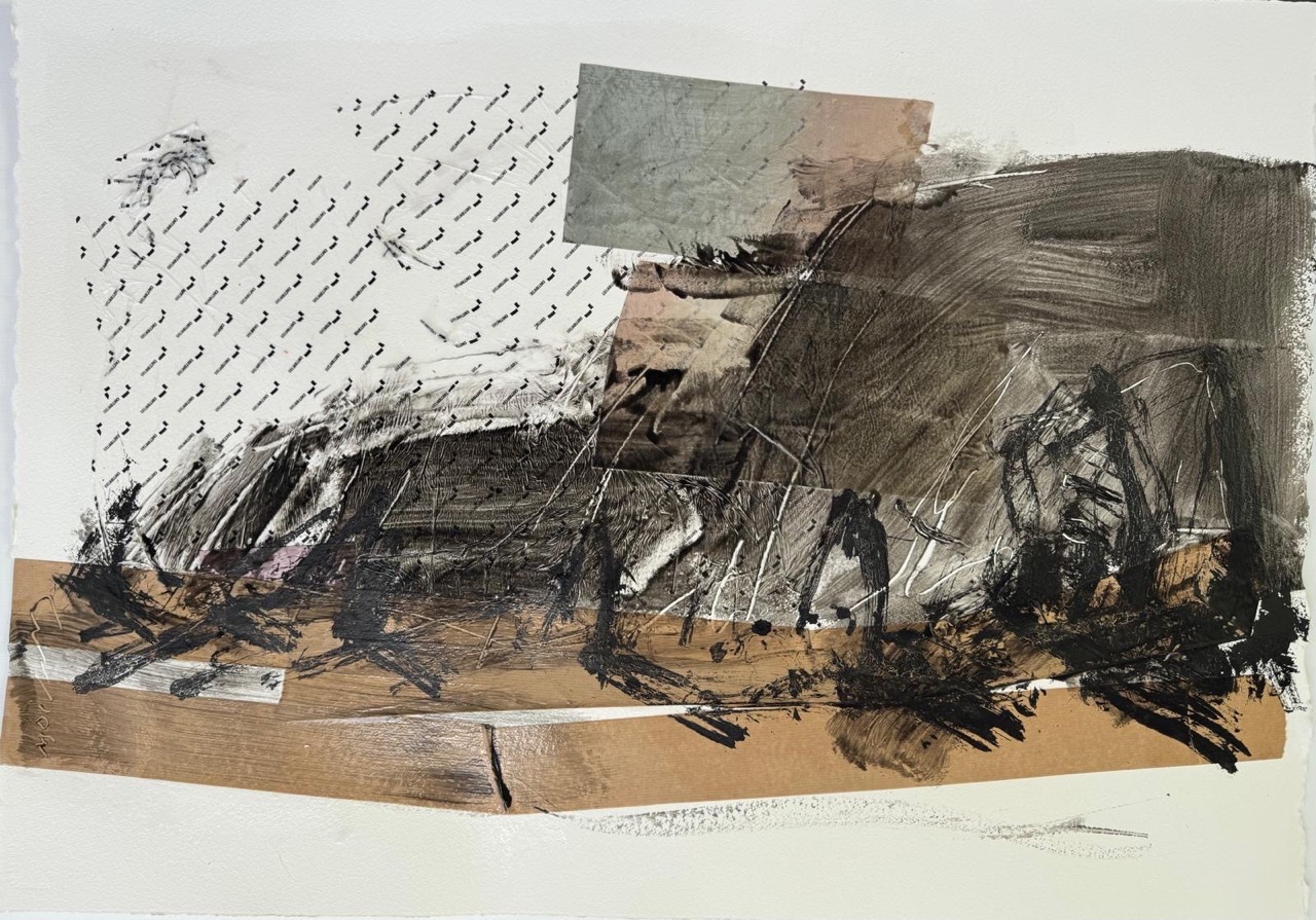 silence-troglodyte-bruno-moinard-collage-colle-blanche-et-encre-de-chine-sur-papier-torchon-75x107cm